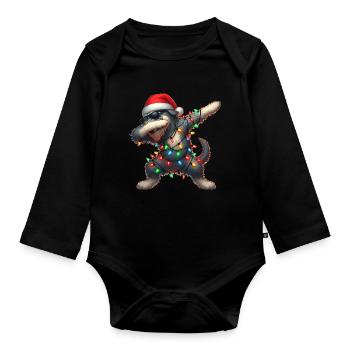 Polka Dot Irish Wolfhound Dog Sunglasses Nied - Organic Longsleeve Baby Bodysuit - black - Front