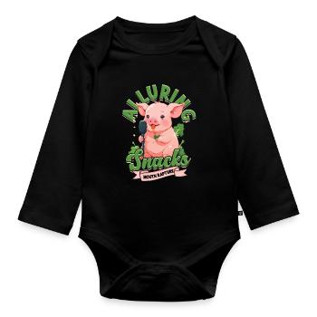 ASMR Whisper Alluring Snacks Mouth Rapture - Organic Longsleeve Baby Bodysuit - black - Front