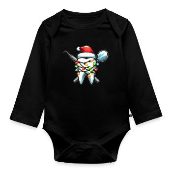Zahnarzt Zahnarzthelferin Hygiene Weihnachtsmütze - Baby Bio-Langarm-Body - Schwarz - Vorne