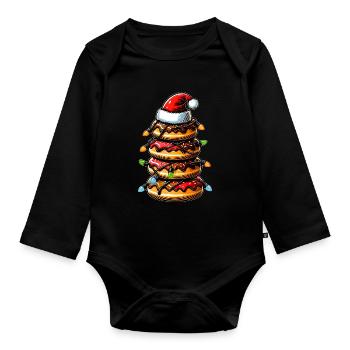 Beignets Pile Beignets Saupoudre Chapeau de Noël Xm - Body Bébé bio manches longues - noir - Devant