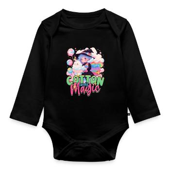 Zuckerwatte Cotton Candy Magic - Baby Bio-Langarm-Body - Schwarz - Vorne