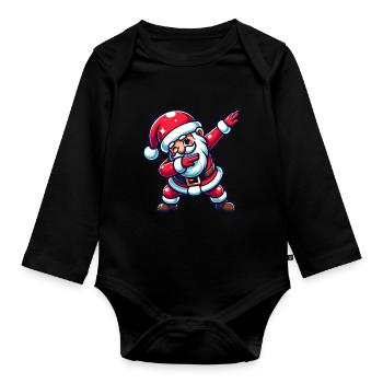 Ho Ho Ho Merry Christmas, Team Santa - Organic Longsleeve Baby Bodysuit - black - Front