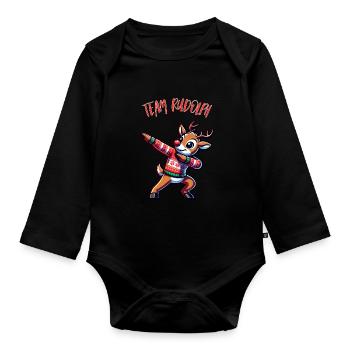 Frohe Weihnachten Team Rudolph Spaß - Baby Bio-Langarm-Body - Schwarz - Vorne