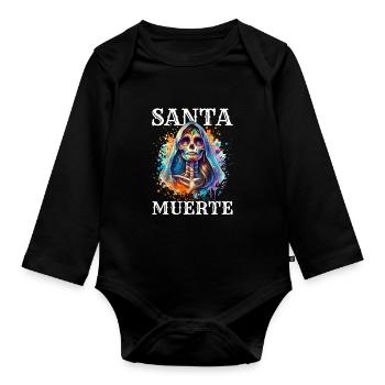 Santa Muerte für Karnival, Halloween und Día de - Baby Bio-Langarm-Body - Schwarz - Vorne