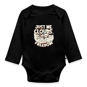 First solo flight pilot - Organic Longsleeve Baby Bodysuit - black - Front