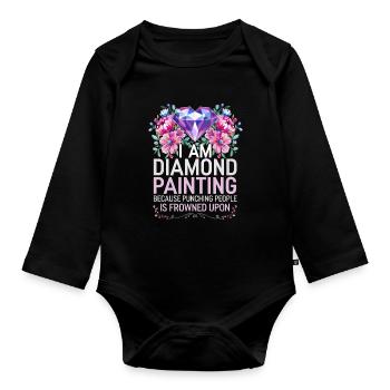 Malerei Von Diamanten Diamond Painting Kunst - Baby Bio-Langarm-Body - Schwarz - Vorne