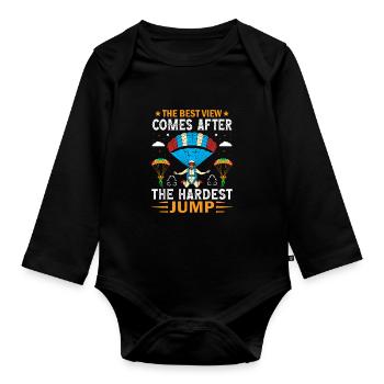 The best view comes after the hardest jump - Organic Longsleeve Baby Bodysuit - black - Front
