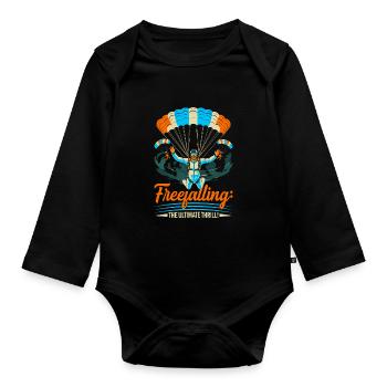 Freefalling: the ultimate thrill! - Organic Longsleeve Baby Bodysuit - black - Front