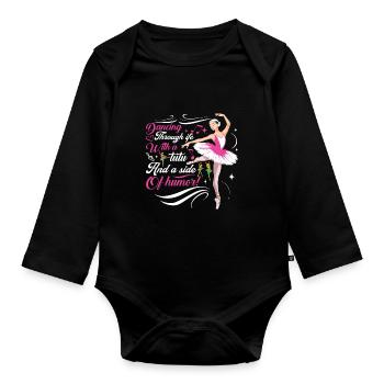 Danser dans la vie – avec un tutu et un côté de h - Body Bébé bio manches longues - noir - Devant