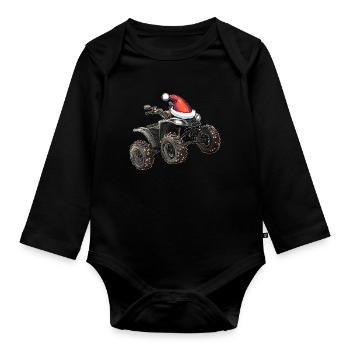 Atv Quad 4 Wheeler Weihnachten Hut Xmas - Baby Bio-Langarm-Body - Schwarz - Vorne