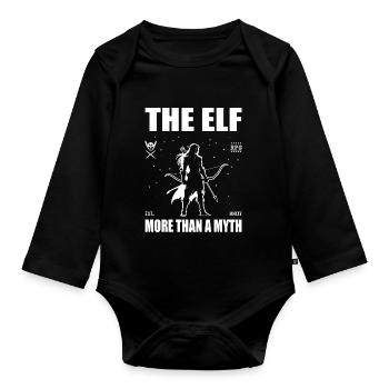 L’elfe - Plus qu’un mythe, un design d’elfe cool - Body Bébé bio manches longues - noir - Devant