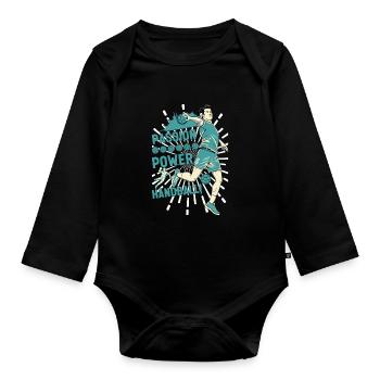 Passion, Power, Handball! - Organic Longsleeve Baby Bodysuit - black - Front