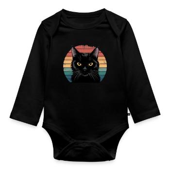 Black cat - Organic Longsleeve Baby Bodysuit - black - Front