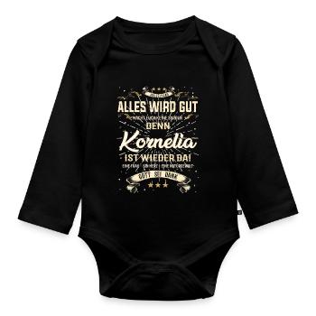 Tout ira bien parce que Kornelia est là pour la tenue - Body Bébé bio manches longues - noir - Devant