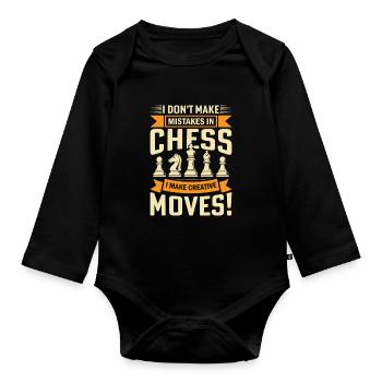 Ich mache keine Fehler im Schach. Ich mache kreativ - Baby Bio-Langarm-Body - Schwarz - Vorne
