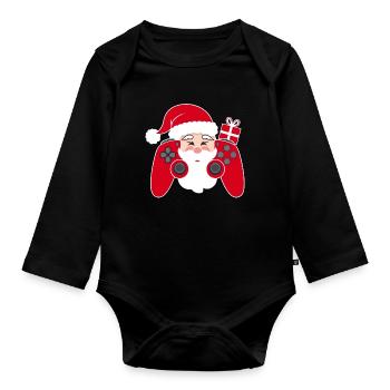 Gamer Weihanchten Gaming Weihnachten Zocken Zocker - Baby Bio-Langarm-Body - Schwarz - Vorne