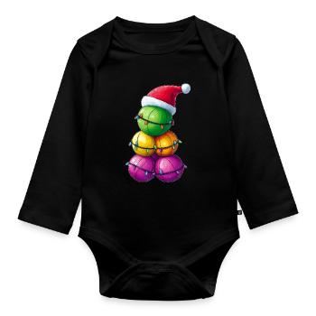 Boccia Kugel Haufen Bocci Weihnachten Hut Xmas - Baby Bio-Langarm-Body - Schwarz - Vorne