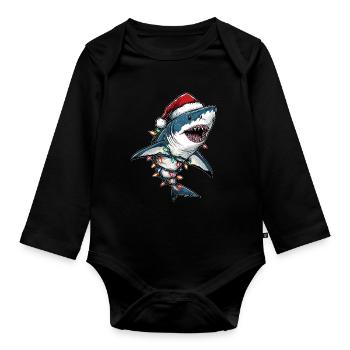 Hai Weihnachtsmütze Xmas - Baby Bio-Langarm-Body - Schwarz - Vorne
