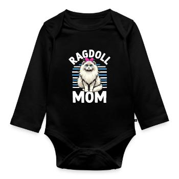 Ragdoll Mama Ragdolls Besitzer Katzenliebhaber - Baby Bio-Langarm-Body - Schwarz - Vorne