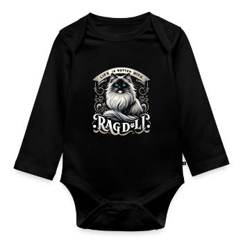 La vie est meilleure avec un Ragdoll Propriétaire de Ragdolls Cat L - Body Bébé bio manches longues - noir - Devant