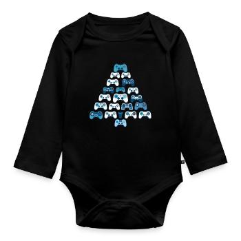 Gamer Weihnachten Gaming Zocken Zocker - Baby Bio-Langarm-Body - Schwarz - Vorne