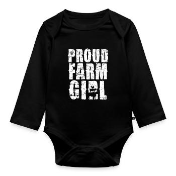 Proud farmer's wife Country life Strength - Organic Longsleeve Baby Bodysuit - black - Front