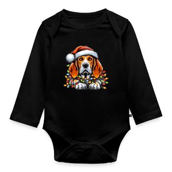 Coonhound Chien Chapeau de Noël Noël - Body Bébé bio manches longues - noir - Devant