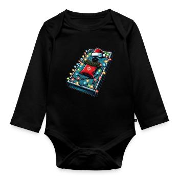 Niedlicher Cornhole Weihnachtshut Xmas - Baby Bio-Langarm-Body - Schwarz - Vorne