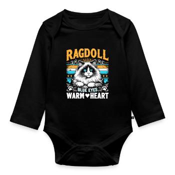 Ragdoll Blue Eyes Warm Heart Ragdolls Cat Lover - Organic Longsleeve Baby Bodysuit - black - Front