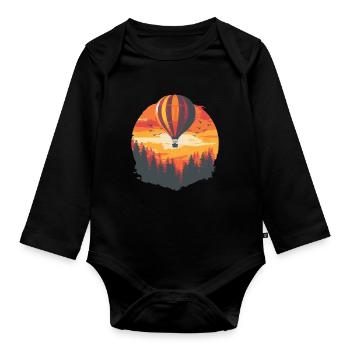 Heißluftballon Sonnenuntergang Abenteurer - Baby Bio-Langarm-Body - Schwarz - Vorne