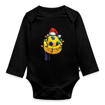Korfball Sports Chapeau de Père Noël - Body Bébé bio manches longues - noir - Devant
