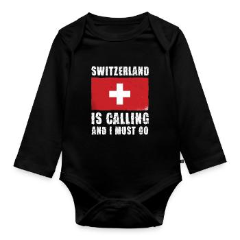 La Suisse m’appelle et je dois y aller - Body Bébé bio manches longues - noir - Devant