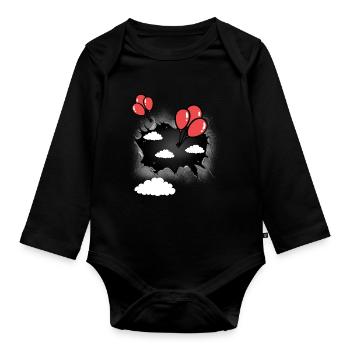 Luftballon himmlisch Himmel Luftballons - Baby Bio-Langarm-Body - Schwarz - Vorne