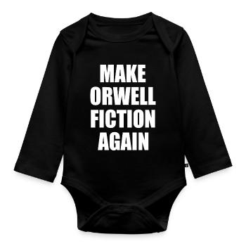 make orwell fiction again - Baby Bio-Langarm-Body - Schwarz - Vorne