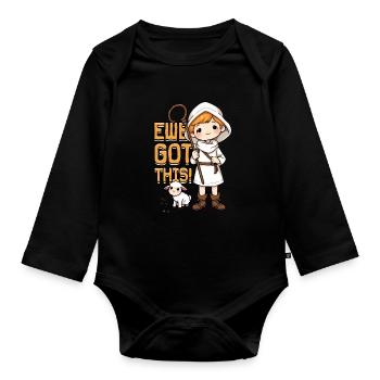 Shepherd Sheep Sheep Shepherd Ewe Got This! - Organic Longsleeve Baby Bodysuit - black - Front