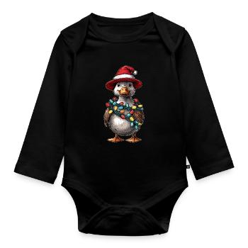 Ducks Duck Weihnachtsmütze Xmas - Baby Bio-Langarm-Body - Schwarz - Vorne