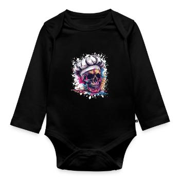 Chef Chef Skull - Organic Longsleeve Baby Bodysuit - black - Front