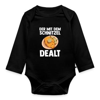 Schnitzel Wiener Schnitzelliebhaber Geschenk - Baby Bio-Langarm-Body - Schwarz - Vorne