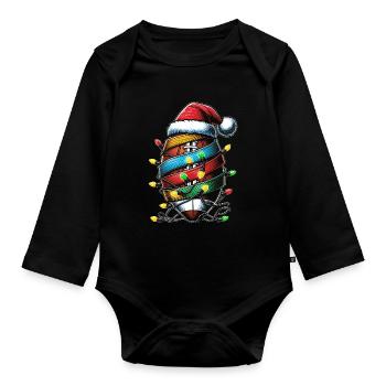 Flag Football Coach Team Weihnachtsmütze Xmas - Baby Bio-Langarm-Body - Schwarz - Vorne