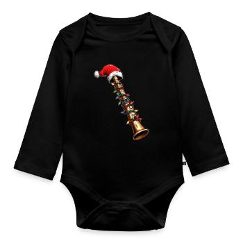 Instrument de flûte Chapeau de Noël Noël - Body Bébé bio manches longues - noir - Devant