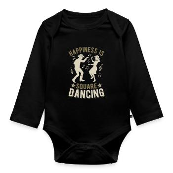 Happiness is Square Dancing - Country Fan - Organic Longsleeve Baby Bodysuit - black - Front