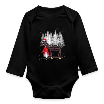 Christmas Gift Santa Claus Horse Funny Funny - Organic Longsleeve Baby Bodysuit - black - Front