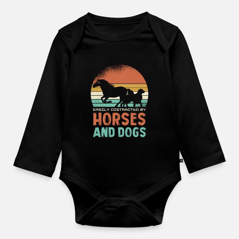 Facilmente distratto da e cani - Body ecologico per neonato a manica lunga - nero