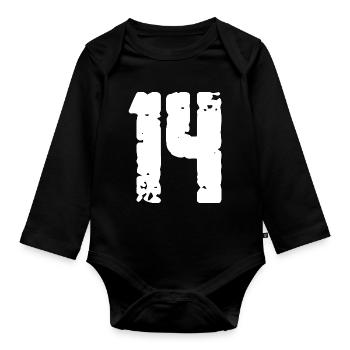 14 Zahl Vintage - Baby Bio-Langarm-Body - Schwarz - Vorne
