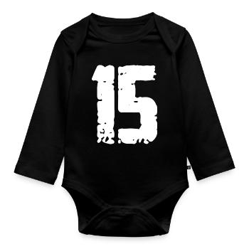 15 Zahl Vintage - Baby Bio-Langarm-Body - Schwarz - Vorne