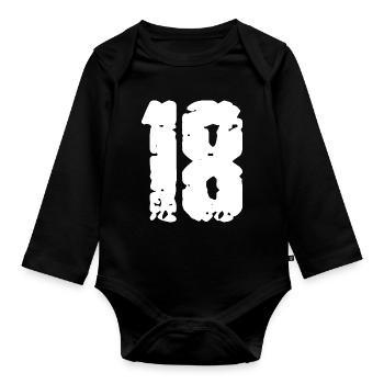 18 Nombre Vintage - Body Bébé bio manches longues - noir - Devant