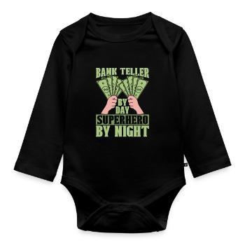 Bank employee - Organic Longsleeve Baby Bodysuit - black - Front