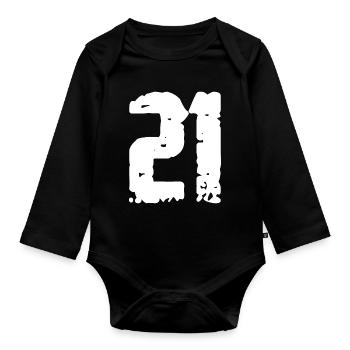 21 Nombre Vintage - Body Bébé bio manches longues - noir - Devant
