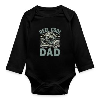 Moulinet Cool Papa Pêche à l’achigan Pêcheur Père Pêcheur - Body Bébé bio manches longues - noir - Devant