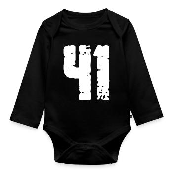 41 Zahl Vintage - Baby Bio-Langarm-Body - Schwarz - Vorne